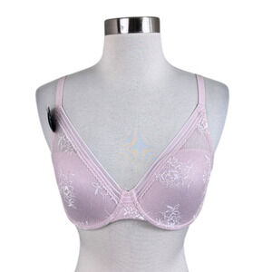 Natori NEW Love Lace Pearl Pink Plunge T Shirt Bra Size 32DD Underwire 731351